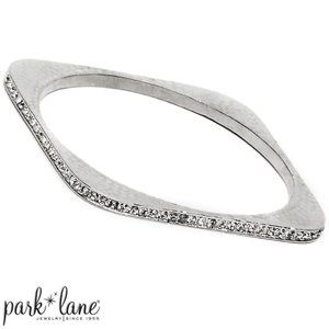 PARK LANE Enamor Bangel Hammered Silver Tone Pave Austrian Crystals NWT